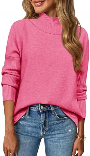 Saodimallsu Womens Mock Neck Sweater Tops Fall Long Sleeve Loose Casual Soft Knit Batwing Pullove... | Amazon (US)