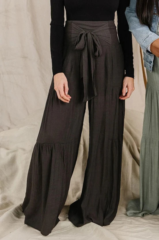 Tiered Boho Pants - Charcoal | Mindy Mae's Market