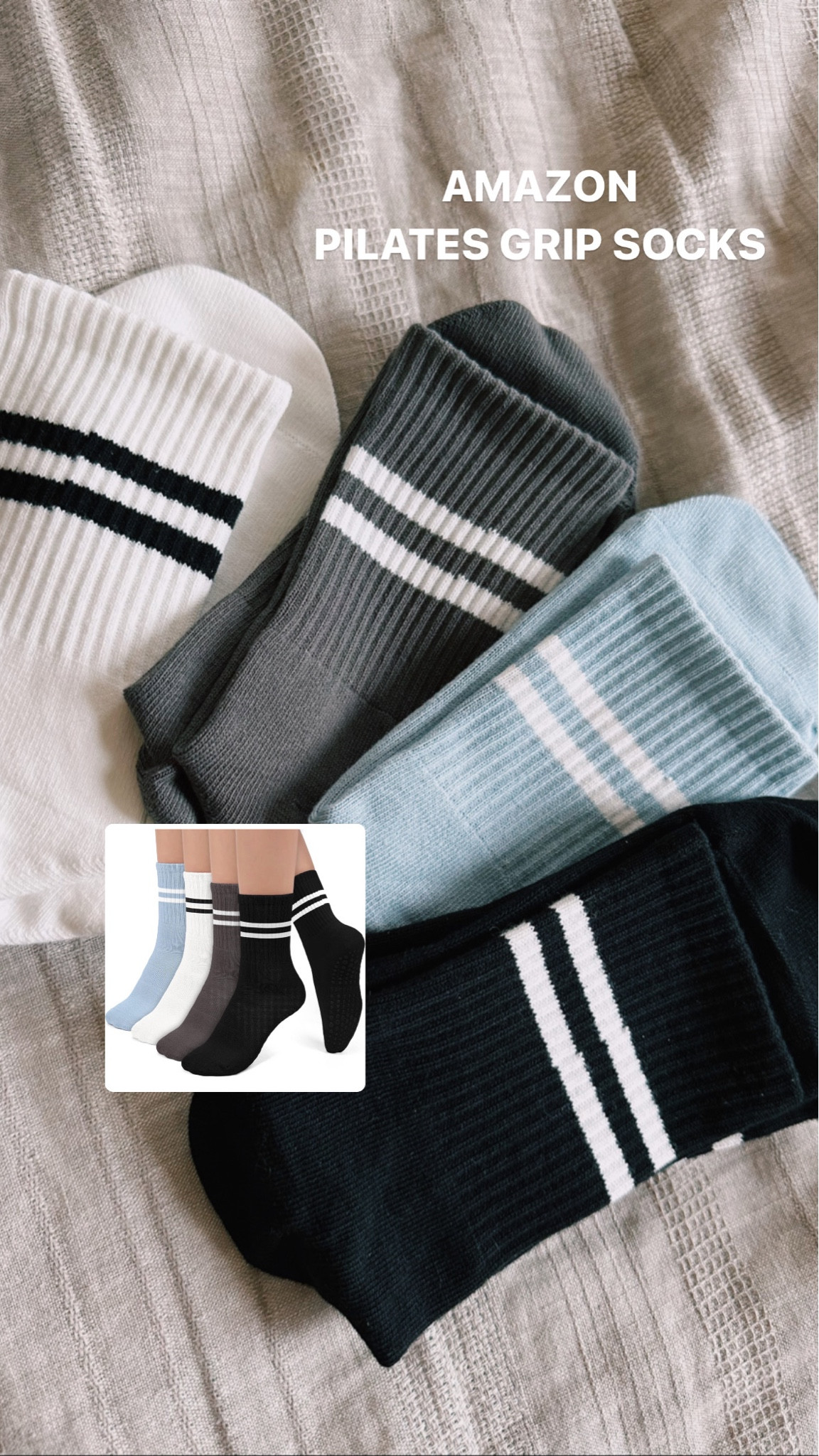 Amazon Pilates grip socks. 

Amazon. Pilates. Barre. Workout. Fitness. Crew sock. Tube sock. Grip. Athletic  

#LTKFind #LTKstyletip #LTKfitness