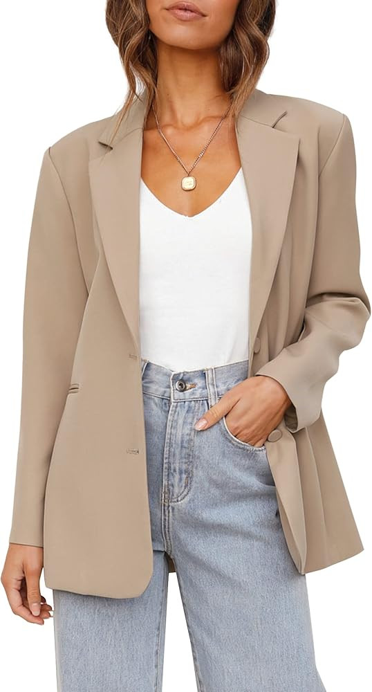Women's Casual Blazers Long Sleeve Oversized Open Front Business Lapel Button Work Office Jackets | Amazon (US)