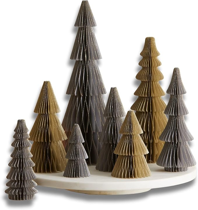 Honeycomb Trees Set of 8 in Neutral, Christmas Tree Centerpiece, Sophisticated Winter Mantel, Del... | Amazon (US)