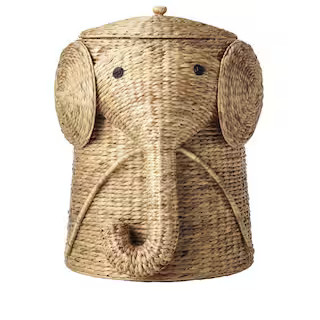 Home Decorators Collection Elephant Natural Woven Basket with Lid (16" W) 1641800950 - The Home D... | The Home Depot