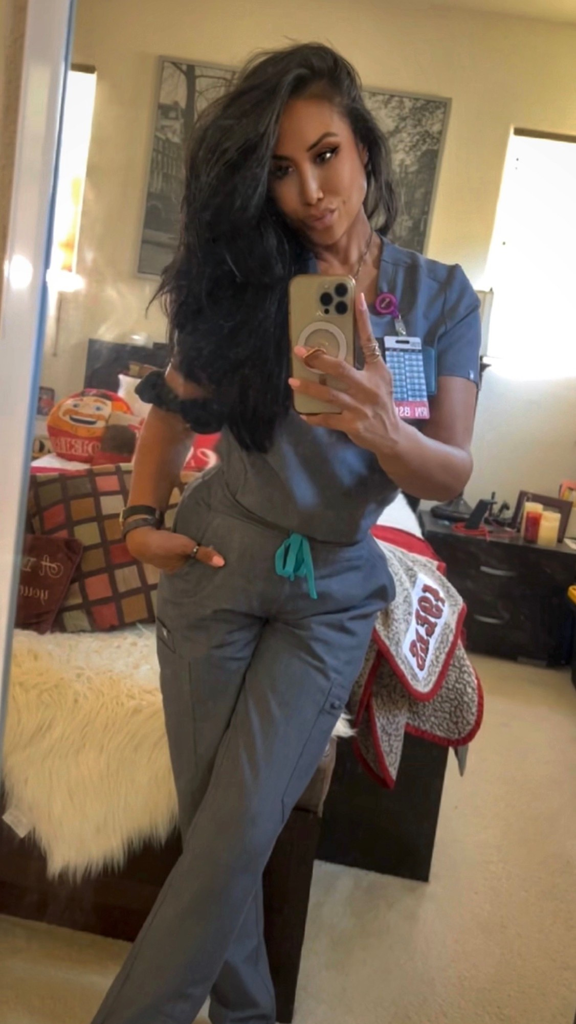 Comfortable and stretchy scrubs for the medical professional.  

I’m 5’3” 135# 32G and am wearing the top in XS and the bottoms in SMALL.  

#LTKWorkwear #LTKU #LTKStyleTip