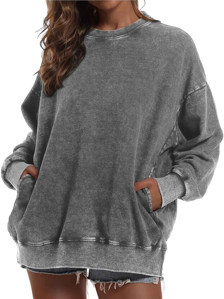 BINTEHGS Oversized Sweatshirt for Women Loose Fit Cotton Pullover Vintage Crew Neck Sweatshirts w... | Amazon (US)