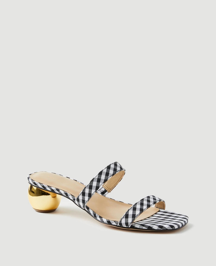 Gingham Ball Heel Sandals | Ann Taylor (US)