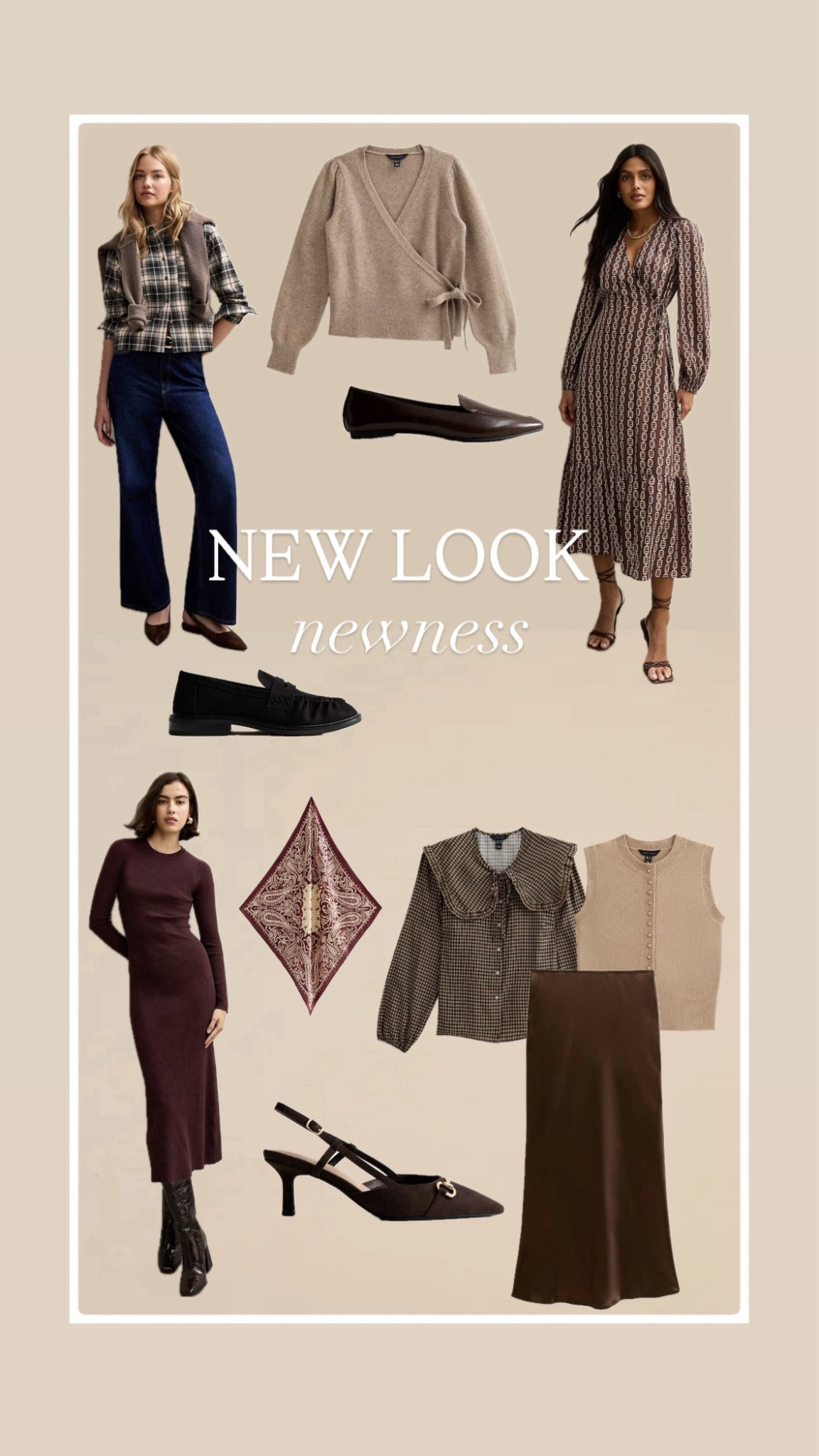 New look, knit dress, brown loafers, brown shoes, check shirt, burgandy dress, cosy knit, ballet wrap 

#LTKautumn #LTKuk #LTKover50style