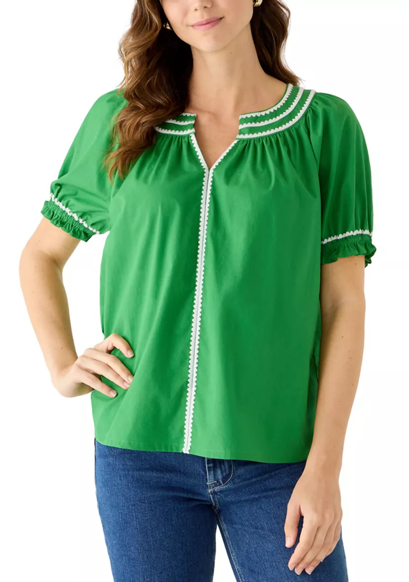 Women's Short Sleeve Embroidered Peasant Shirt | Belk
