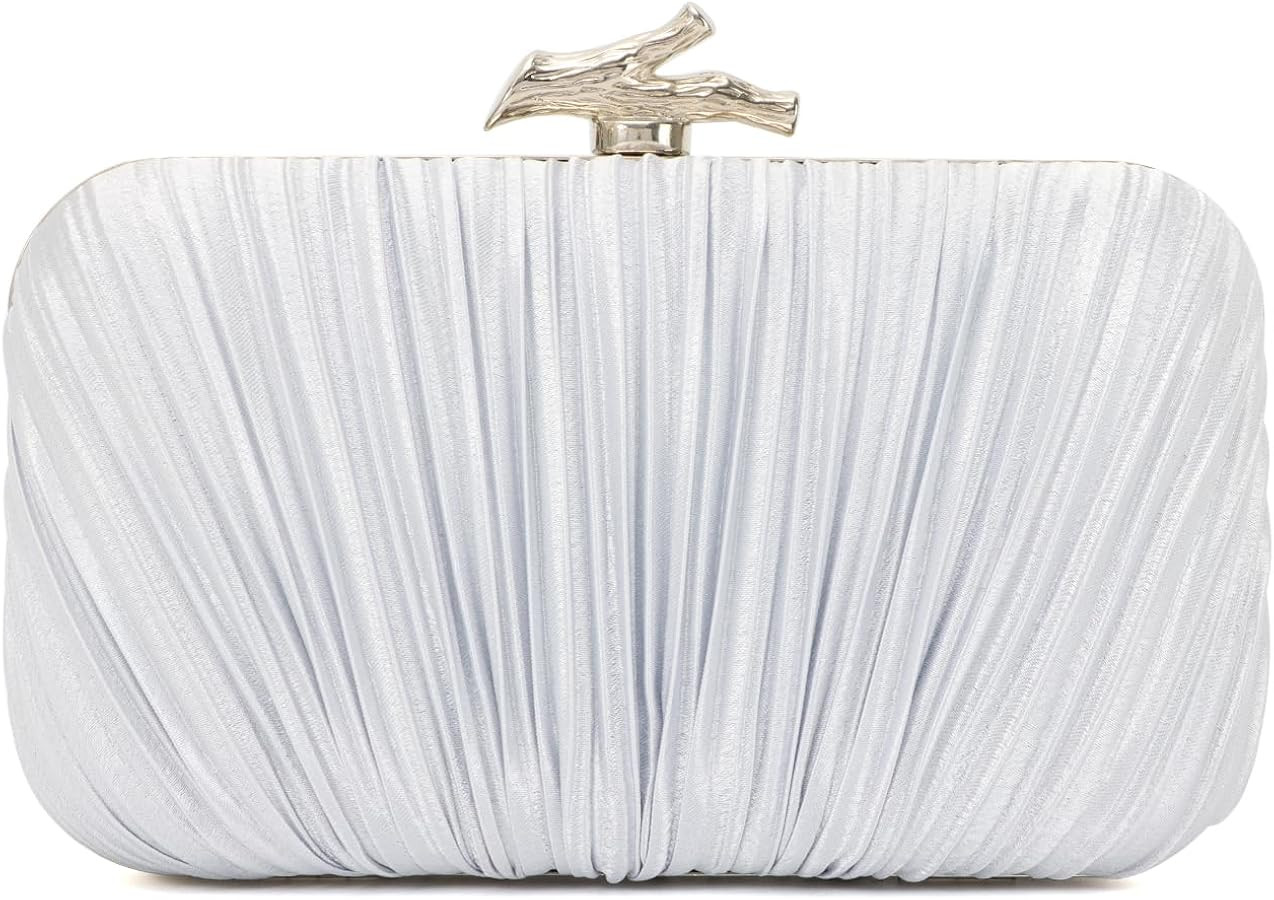 Freie Liebe Clutch Purses for Women Evening Bag Pleated Clutch Bag with Chain for Wedding Party | Amazon (US)