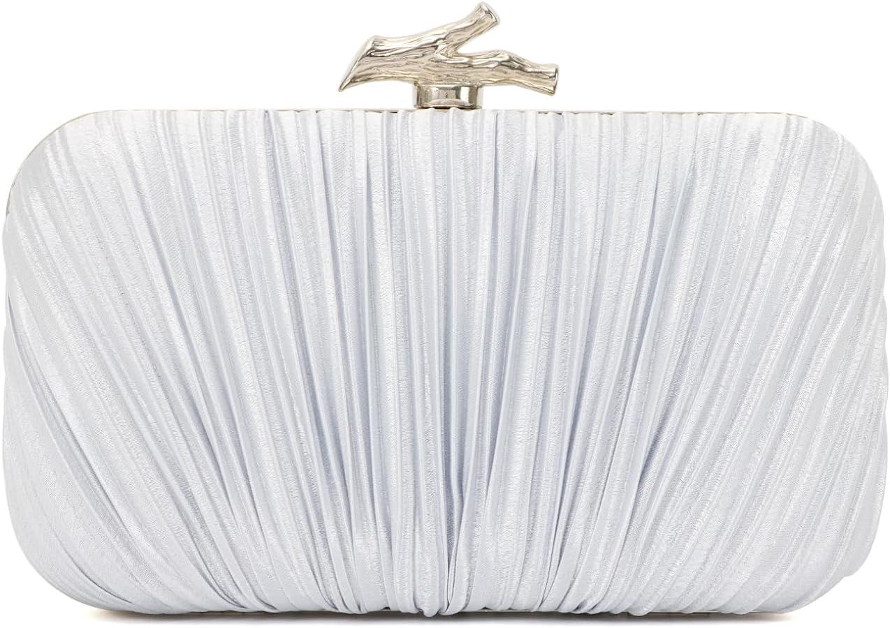 Freie Liebe Clutch Purses for Women Evening Bag Pleated Clutch Bag with Chain for Wedding Party | Amazon (US)