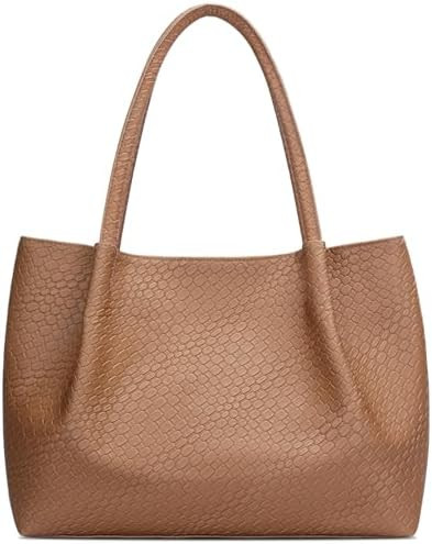 KKXIU Tote Bag for Women Vegan Leather Shoulder Purse Large Capacity Travel Bag | Amazon (US)