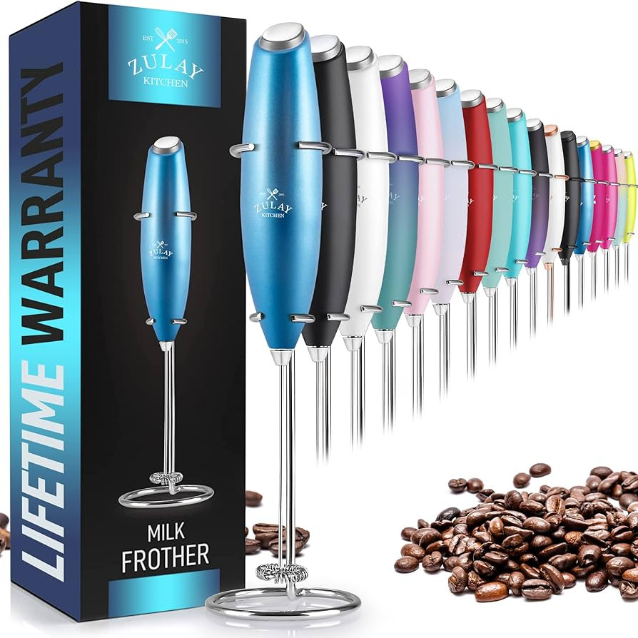 Zulay Original Milk Frother Handheld Foam Maker for Lattes - Whisk Drink Mixer for Coffee, Mini F... | Amazon (US)