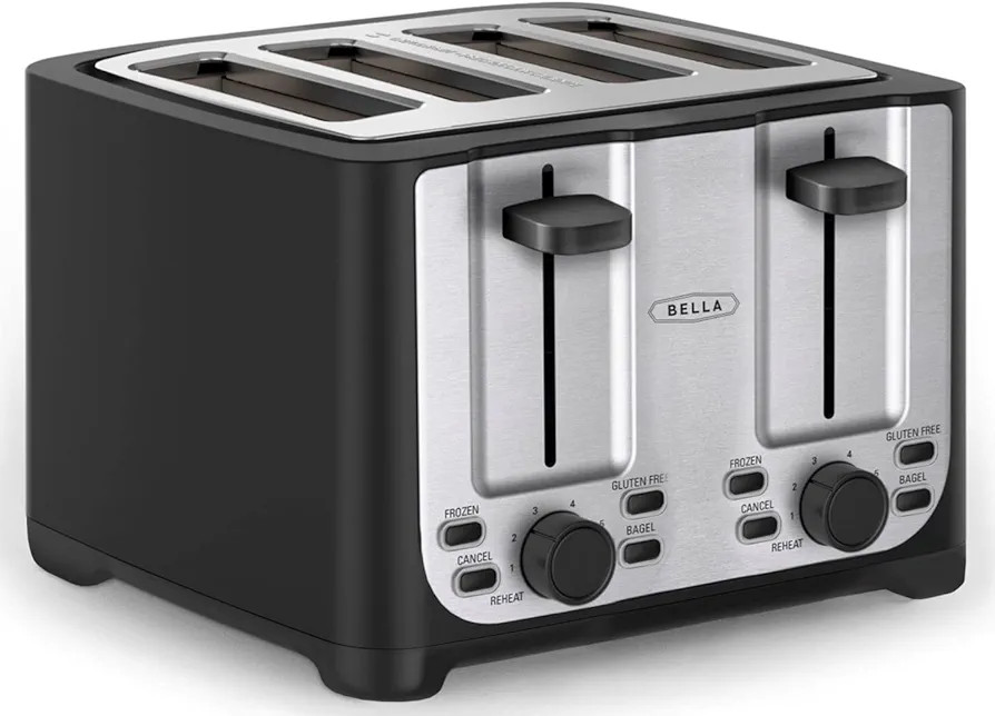 BELLA 4 Slice Toaster with Auto Shut Off - Extra Wide Slots & Removable Crumb Tray and Cancel, De... | Amazon (US)