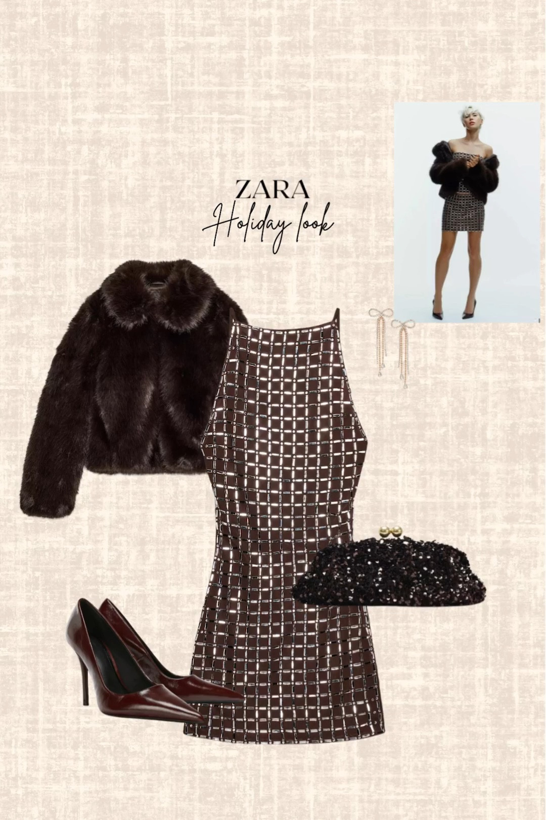 Zara holiday look! 

Coat, dress, clutch, heels, earrings 

#LTKHoliday #LTKootd #LTKFindsUnder100