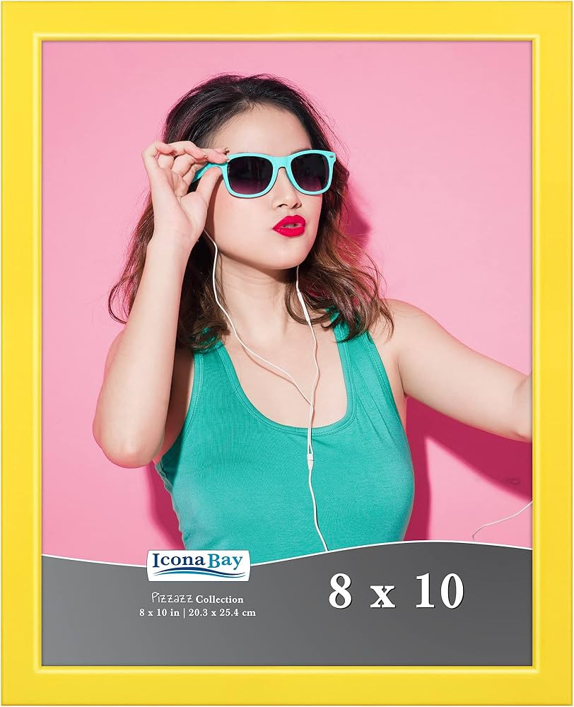 Icona Bay 8x10 Picture Frame, Yellow Colored Solid Wood Scandinavian Style Frame for Photo, Pizza... | Amazon (US)