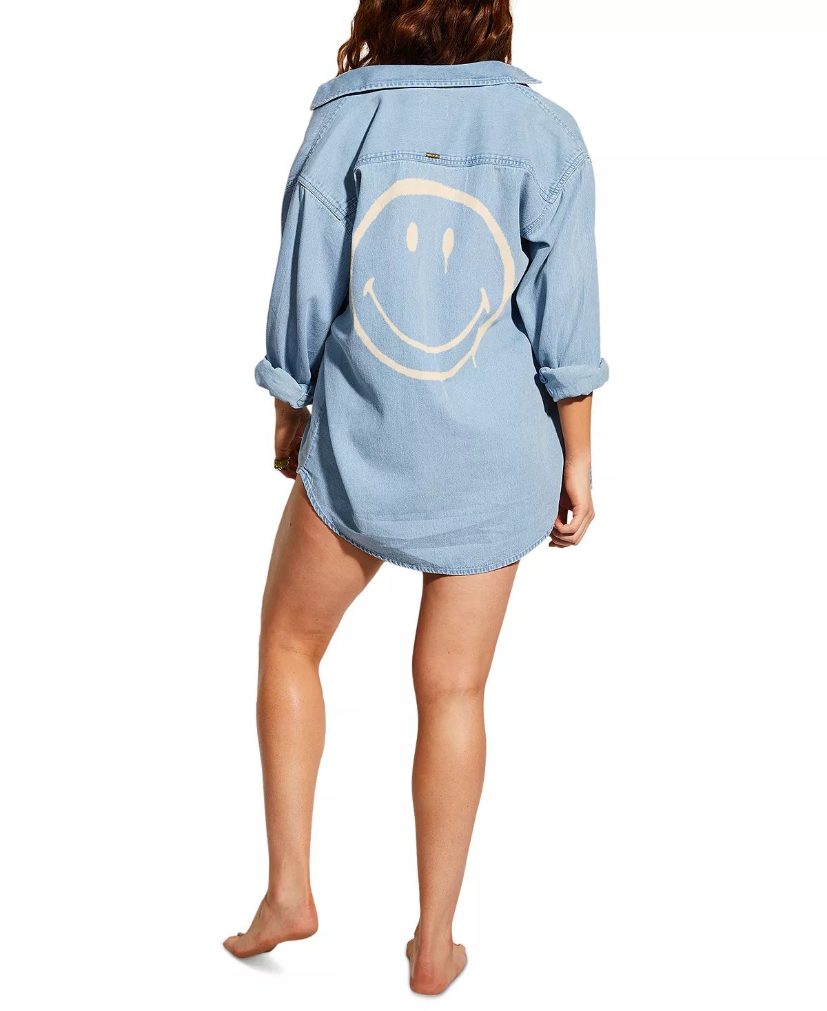 x Smiley Juniors' Down The Coast Cotton Smiley Denim Shirt | Macys (US)