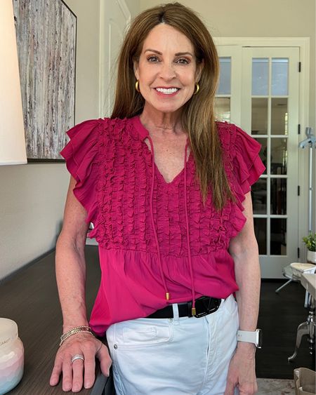 Elevated casual spring style. I’m loving my new white pull-on slim jeans because they go with EVERYTHING! I paired with two different tunics for the carefree sunny days we’ve been having. Paired with fun gold sandals and gold dangle earrings. #springoutfit #over50fashion #midlifestyle #petitefashion

#LTKStyleTip #LTKOver40 #LTKSeasonal