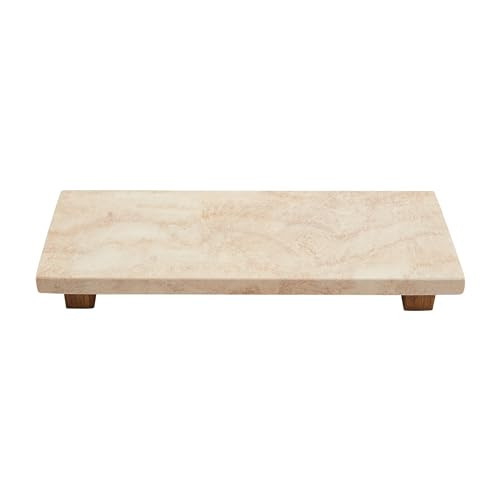 Mud Pie Large Travertine Footed Tray, 4" x 11", BROWN | Amazon (US)
