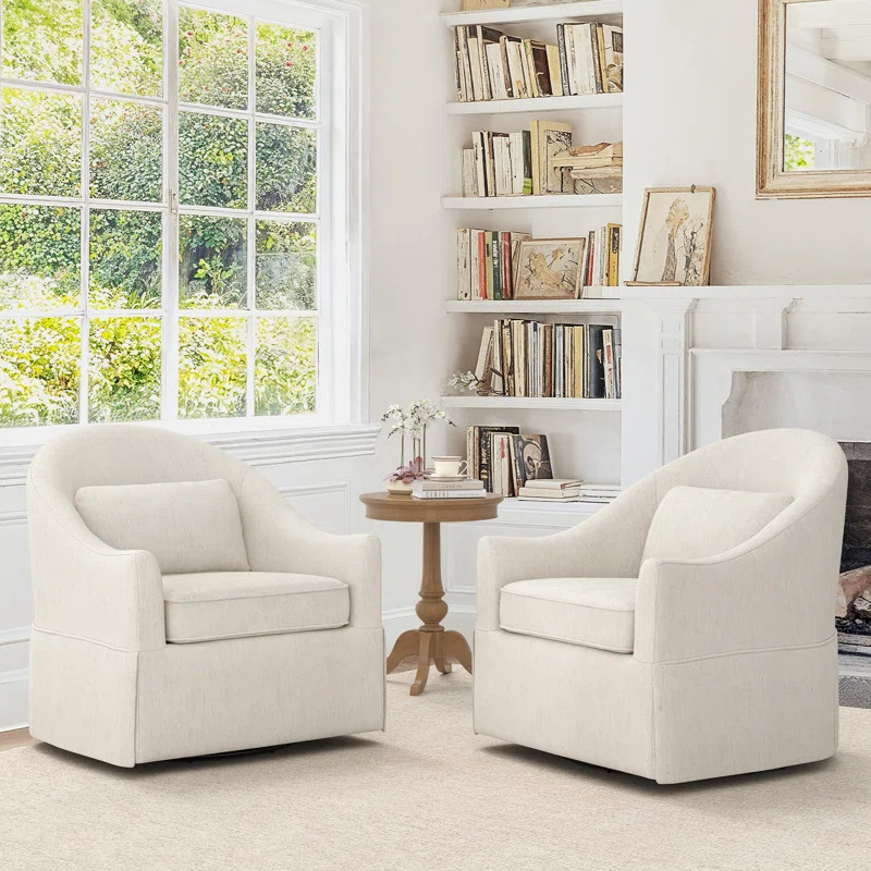 Martha Upholstered Swivel Barrel Chair(Set Of 2) | Wayfair North America
