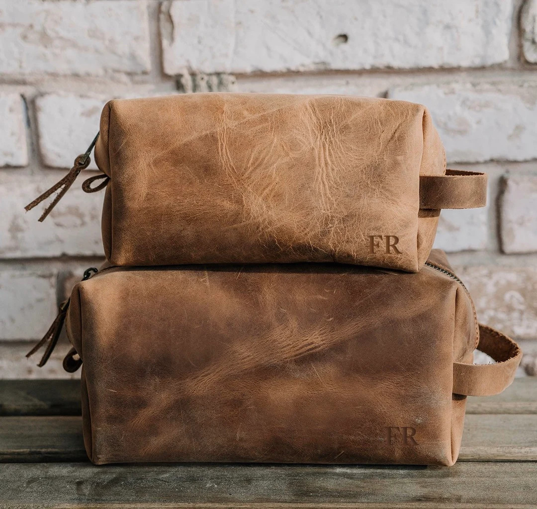 Personalized Leather Dopp Kit Bag, 3rd Anniversary Gift for Men, Best Fathers Day Gift, Leather T... | Etsy (US)
