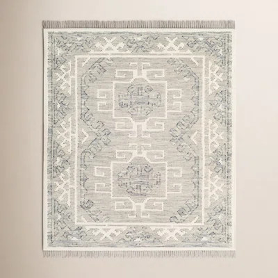 Saber Oriental Hand Woven Wool Area Rug in Gray/Blue | Wayfair North America