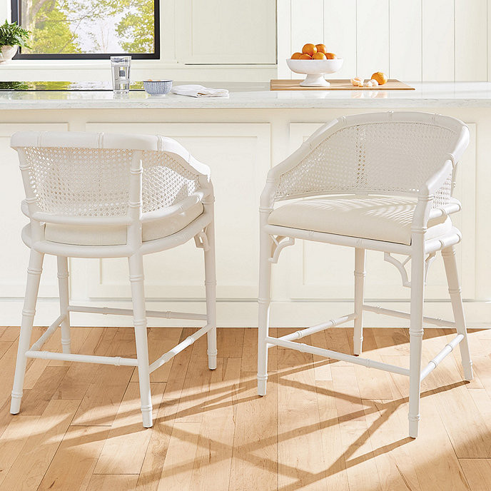 Anna Cane Back Counter Stool with Sandberg Parchment Seat | Ballard Designs, Inc.