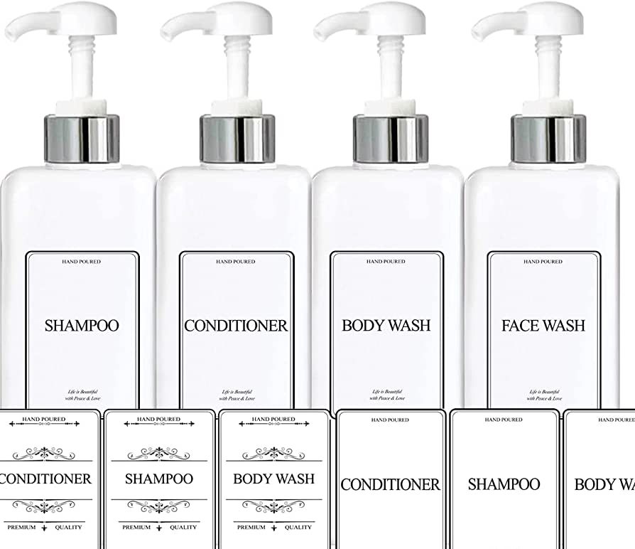 EZPRO USA Empty Plastic Square Bottles Pump Shampoo Conditioner Body Wash Face, in Shower Bathroo... | Amazon (US)