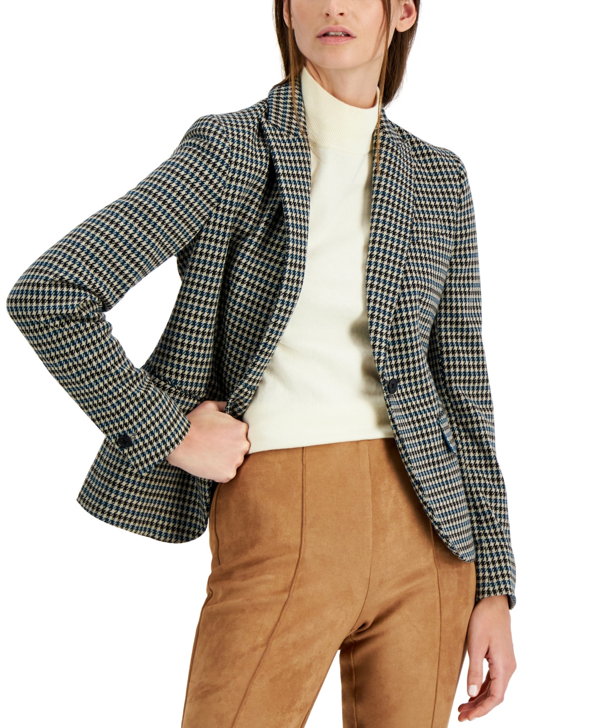 Anne Klein Houndstooth Single-Button Blazer | Macys (US)