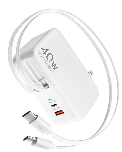 Retractable USB C Charger Wall Plug with Dual 35.5in/90cm Type C Cables Cords,40W Fast Charging Foldable Block Multi Charger for All Devices for iPhone 17/16/15/14/13/12,iPad,Galaxy,Pixel | Amazon (US)