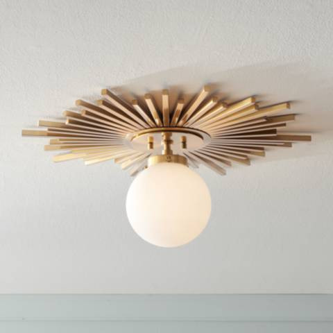 Hazel 24" Wide Warm Antique Brass Ceiling Light | Lamps Plus