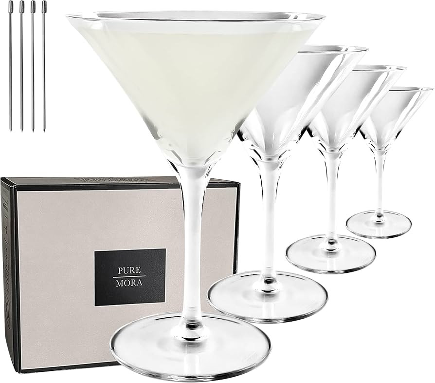 MORA PURE Martini Glasses, Set of 4-7oz - Handblown Premium Crystal Glass for Cockails, Martinis,... | Amazon (US)