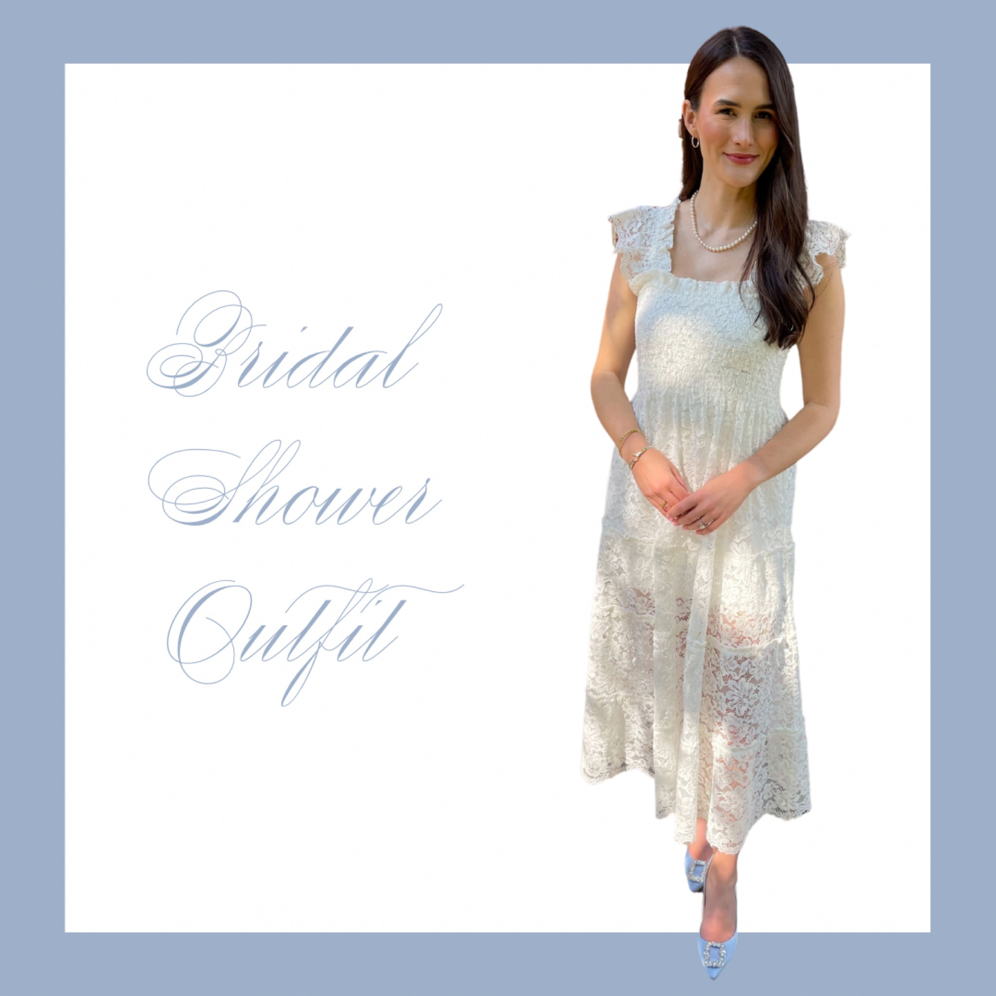 The perfect feminine bridal shower outfit along with something blue! I received so many compliments on this dress! It’s a beautiful lace white dress and you could wear a white slip under it like I did or pair a nude slip under! Also wore my grandmothers pearls which was so special 🥰 

Bridal shower outfit
Bridal outfit
Bridal luncheon outfit 
Little white dress
Lace dress
White dress
White midi dress
Hill house home
Manolo blahnik
Badgley Mischka 

#LTKwedding #LTKshoecrush #LTKstyletip