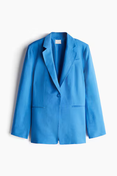 H & M - Linen-blend Blazer - Blue | H&M (US + CA)