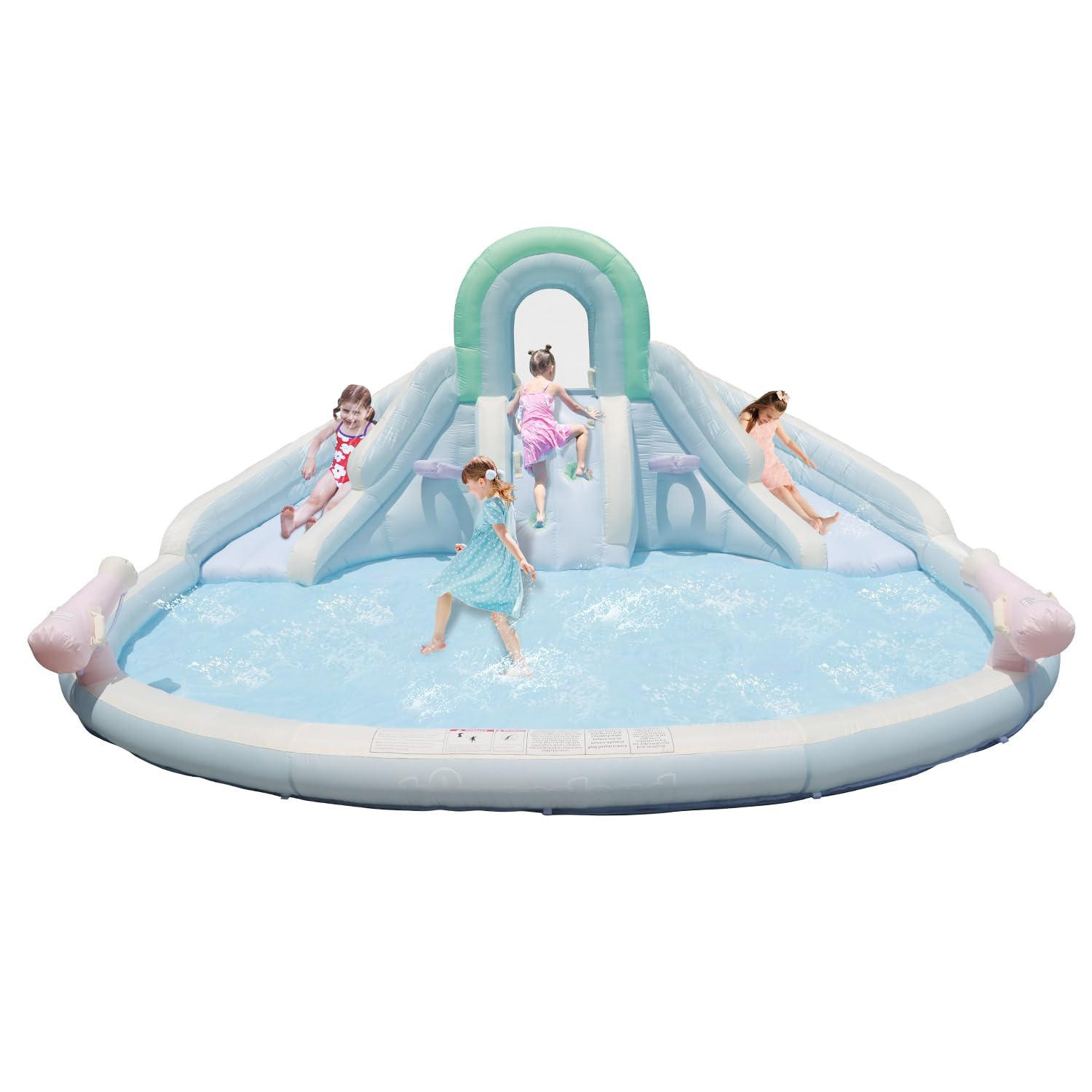 Bounceland Double Dream Play Water Slide, 13.8 ft L x 13.8 ft W x 6.6 ft H, Water Park, Large Splash Pool, Outdoor Fun with Dual Slides, Water Spray, Climbing Wall, Pastel Color, Active Play for Kids | Amazon (US)