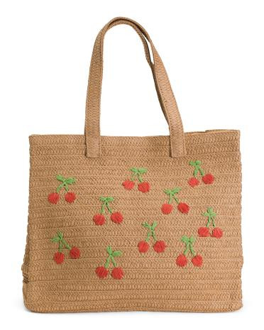 URBAN EXPRESSIONS
woven paper straw tote with embroidered cherries

$29.99  Compare At $52 
help
 | TJ Maxx