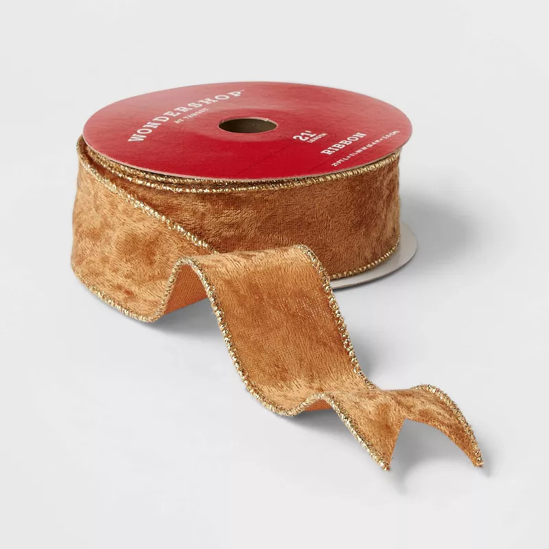 1.5" Faux Velvet Ribbon Cognac 21ft - Wondershop™ | Target
