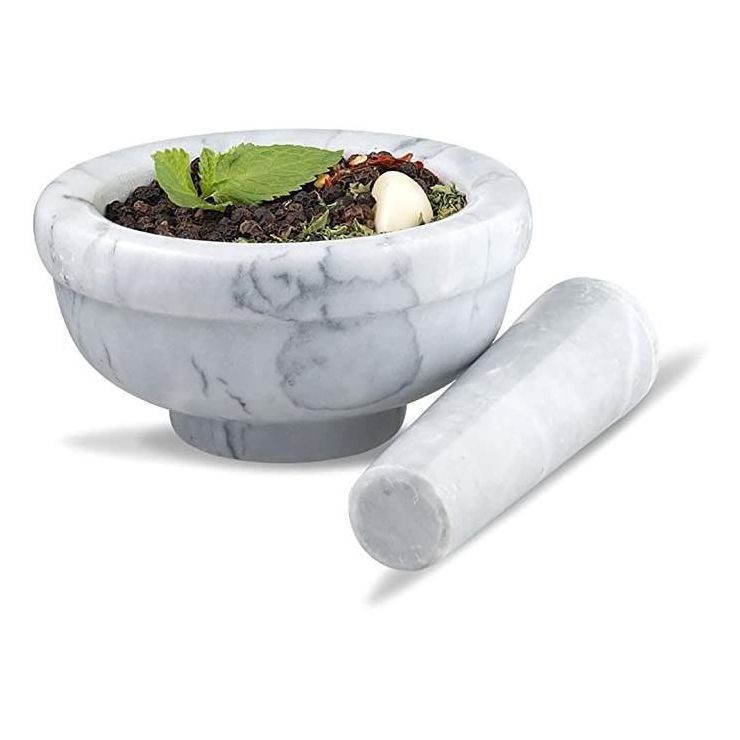Granite Mortal and Pestle Set with White Marble Finish for Grind Spices and Pills in Grey 4.5 Inc... | Target