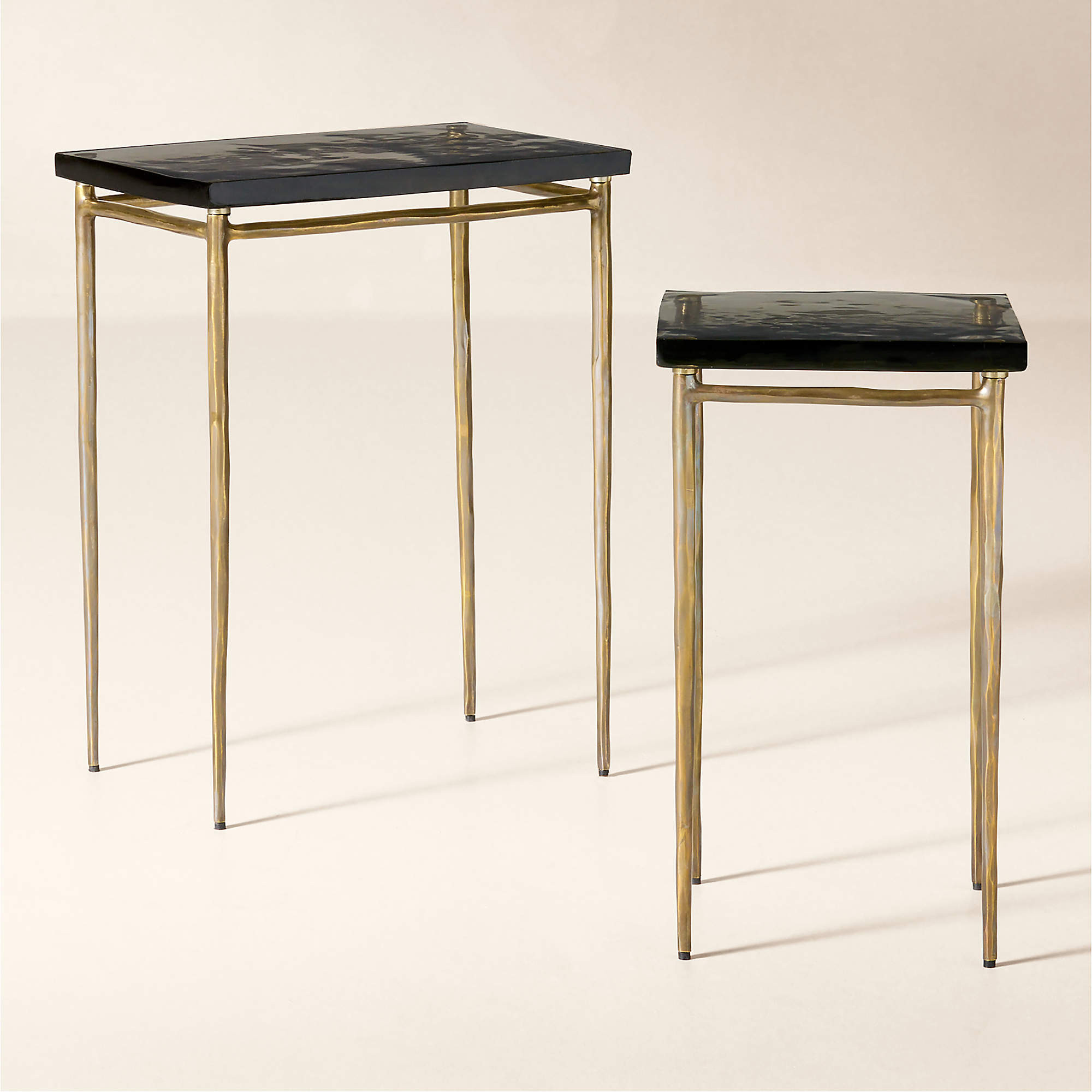Nari 2-Piece Cast Glass and Iron Side Table Set + Reviews | CB2 | CB2