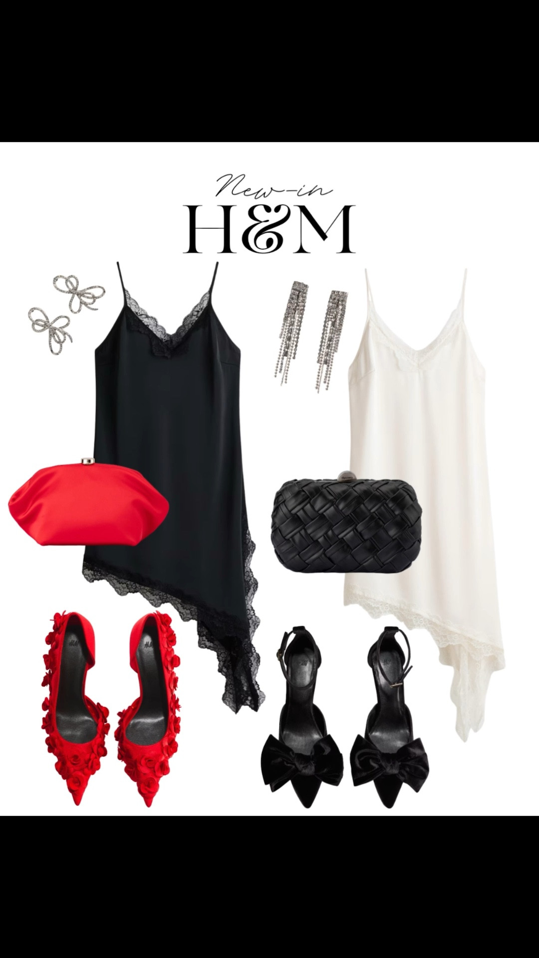 New-in h&m party wear - these slip dresses are an amazing price ♥️

Tags: holiday party outfit, asymmetric lace dress, Christmas party look, New Year’s Eve, red heels, Olga berg clutch, statement earrings, black woven handbag, bow high heels, date night, drinks with friends, cocktail party, wedding guest 

#LTKWedding #LTKFindsUnder50 #LTKHoliday