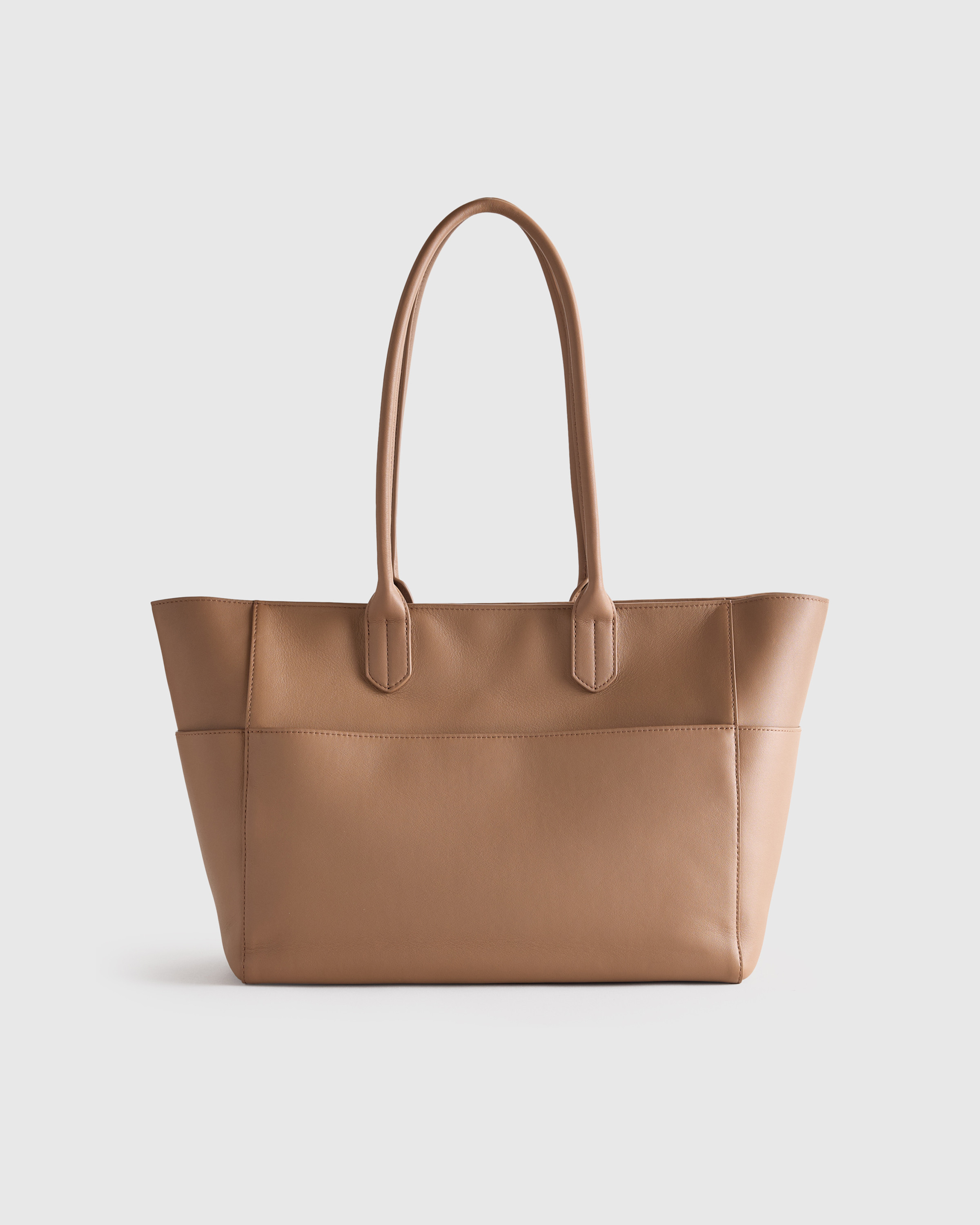Quince | Women's Italian Leather Shopper Tote in Cappuccino | Quince