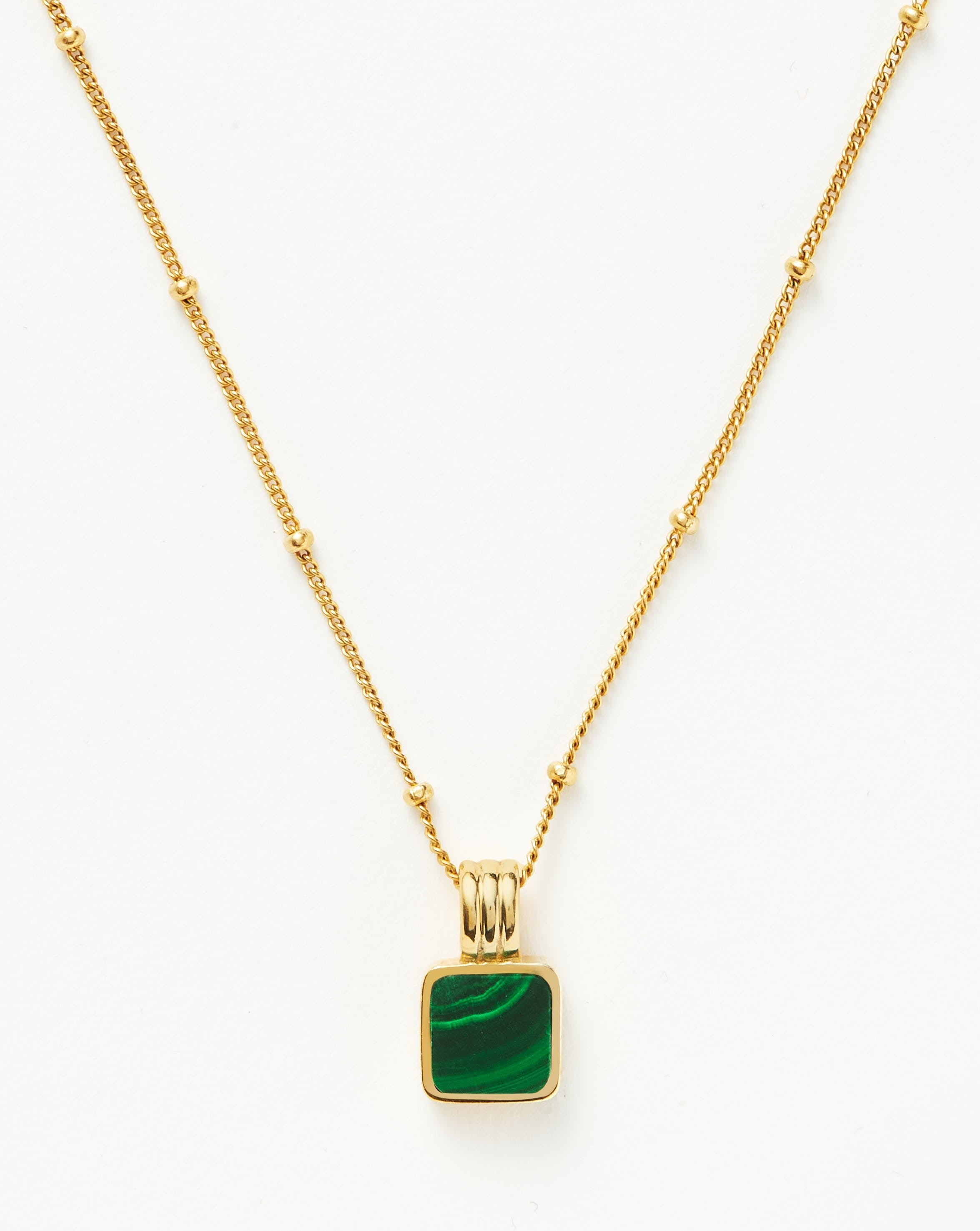 Lucy Williams Square Malachite Necklace 18ct Gold Plated Vermeil/Malachite | Missoma