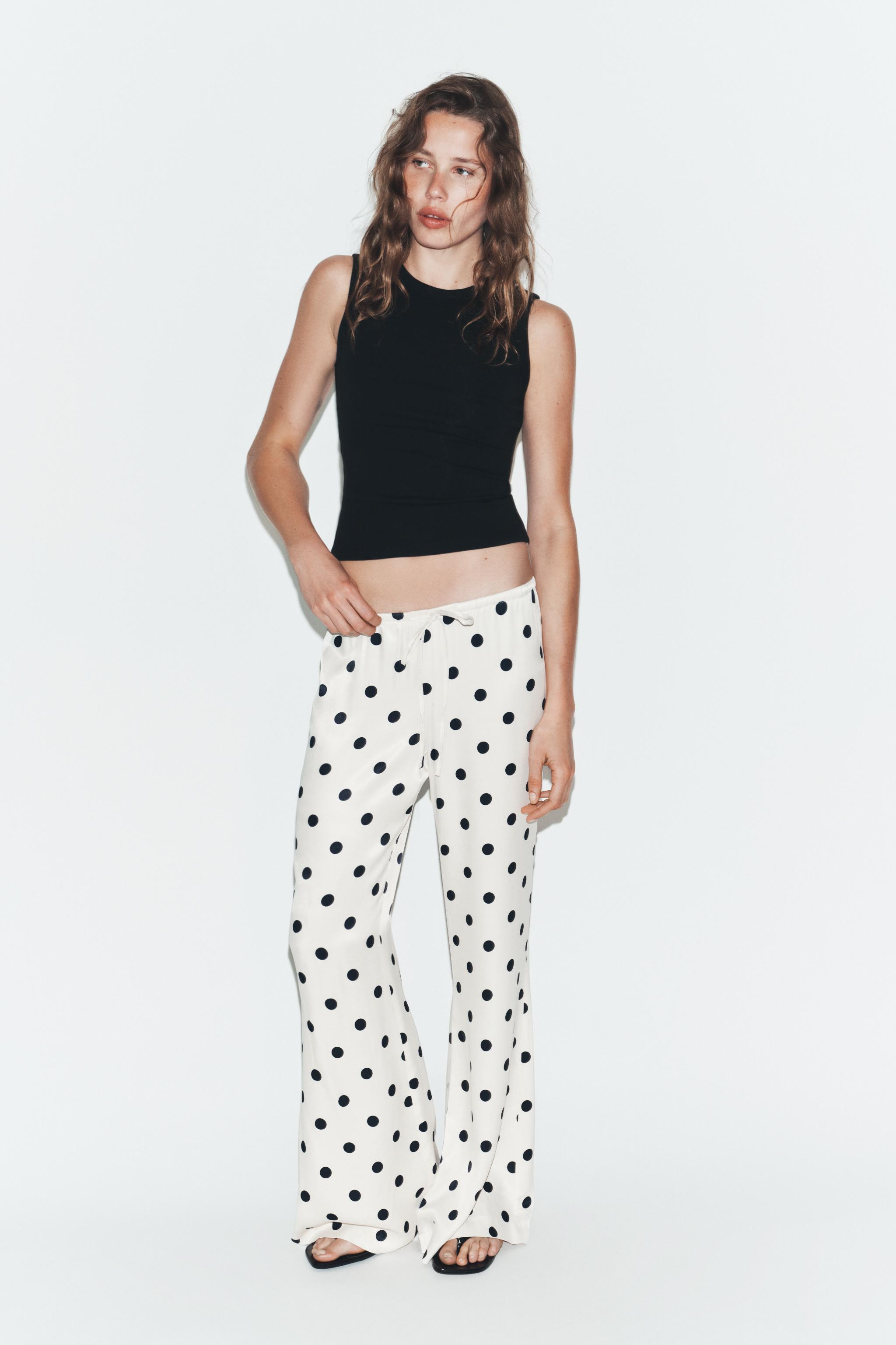 SATIN SPOT DRAWSTRING TROUSERS | Zara UK