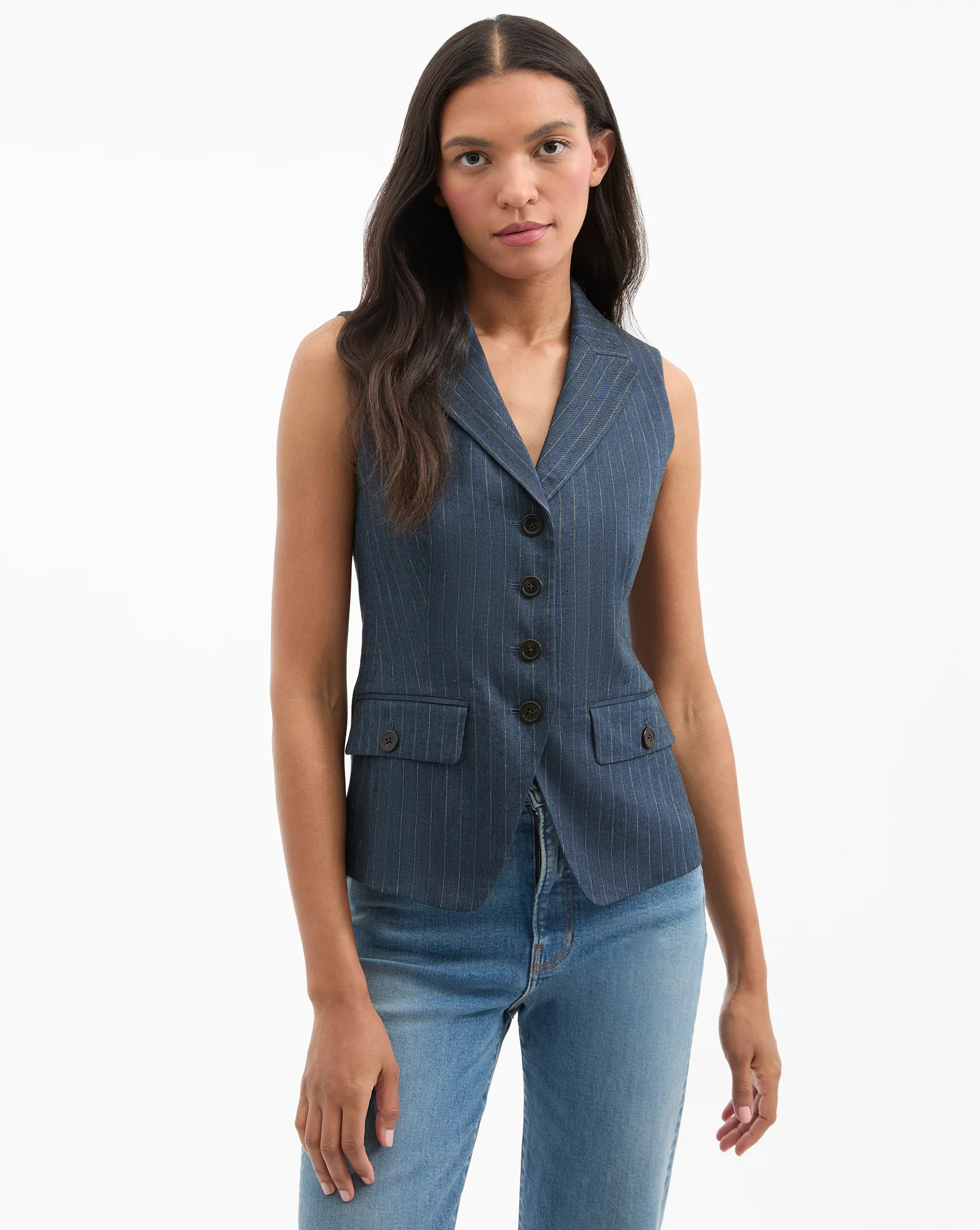 Benny Pinstripe Vest | Veronica Beard