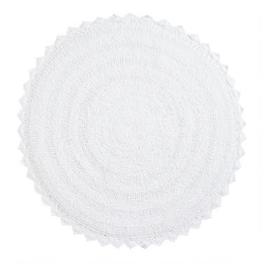 Round White Cotton Bath Mat | World Market