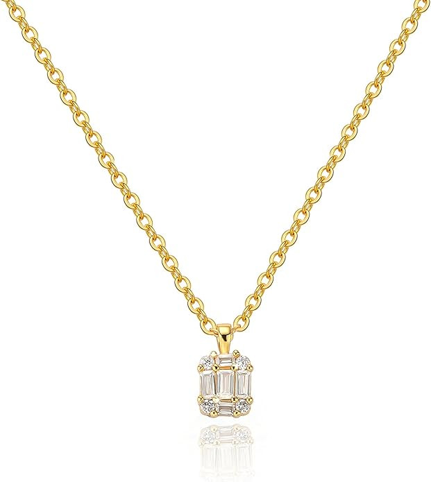 Tewiky Pendant Necklace for Women， Dainty 14k Gold Plated Chain Choker Necklaces Aesthetic Simp... | Amazon (US)