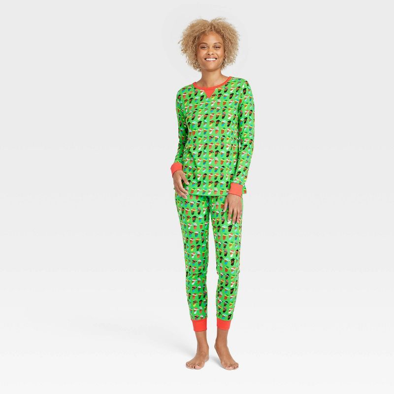 Women's Multi Santa Print Matching Family Pajama Set - Wondershop™ Green | Target