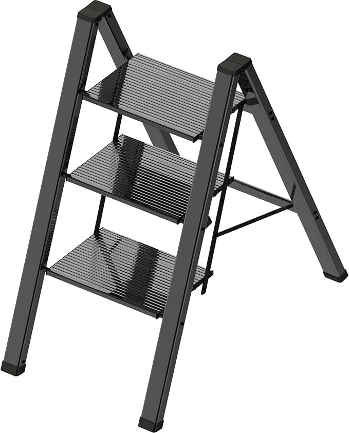 3 Step Ladder, Portable Step Ladder Folding, Lightweight Step Ladder with Anti-Slip Pedal, Alumin... | Amazon (US)