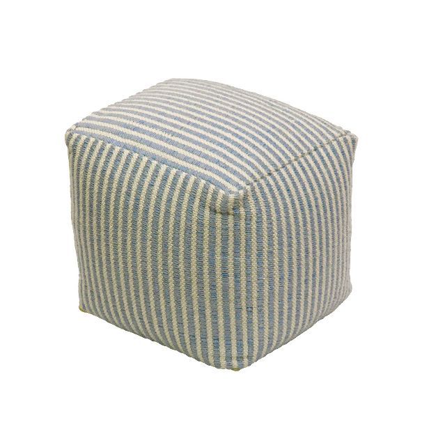 Striped Outdoor Pouf Icy Blue - National Tree Company | Target