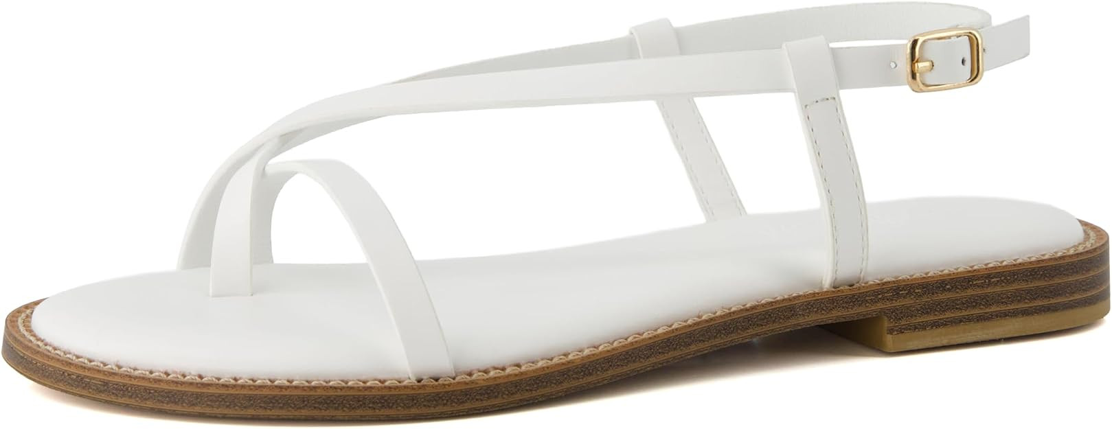 CUSHIONAIRE Luxor Sandals for Women, Strappy Flat Thong Womens Sandals with Adjustable Ankle Stra... | Amazon (US)