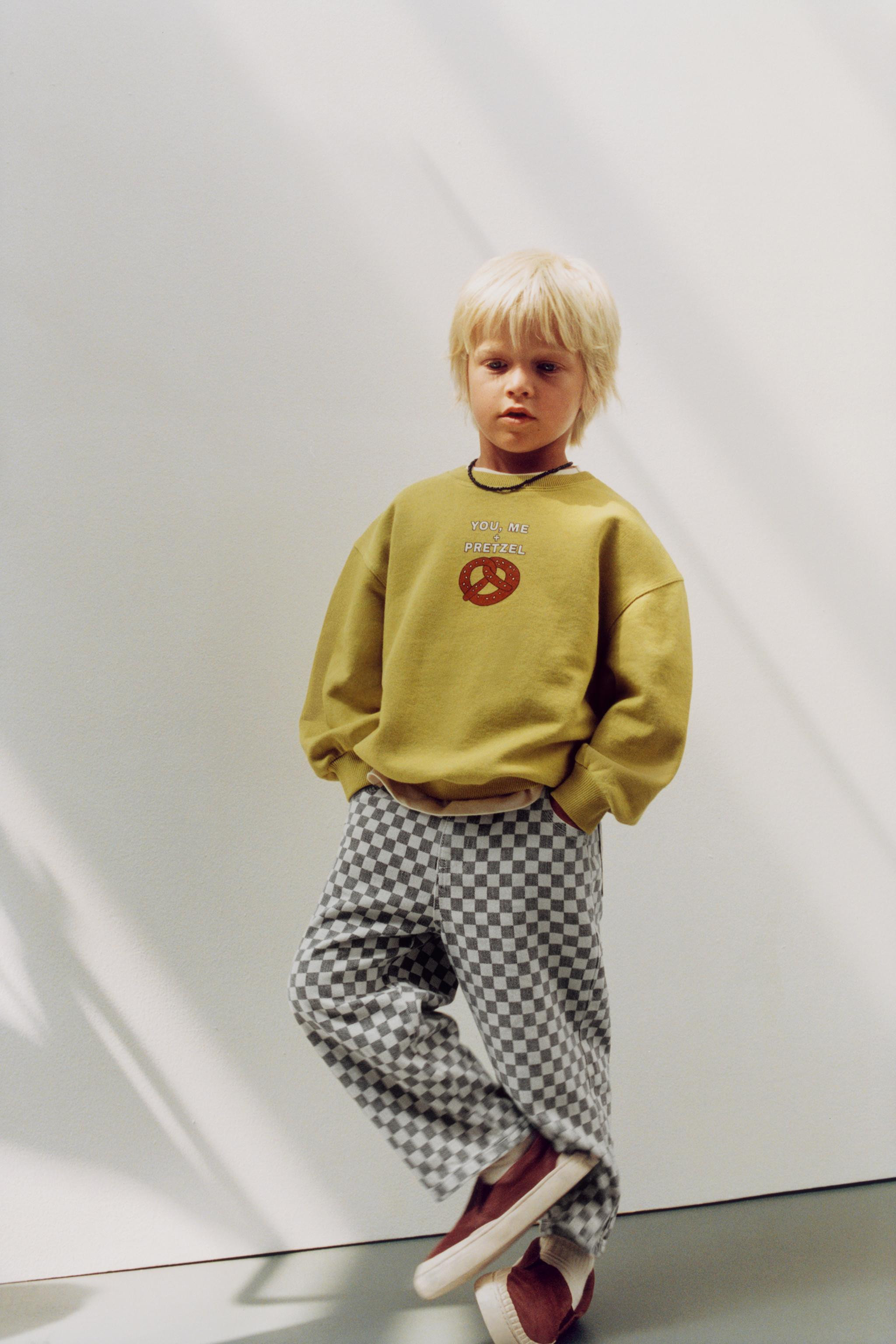 CHECKERBOARD BAGGY TWILL PANTS | Zara US