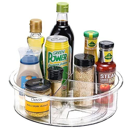 Lazy Susan Turntable with Dividers,Rotating Spices&Condiments Organizer for Kitchen,12" Round - Clea | Amazon (US)